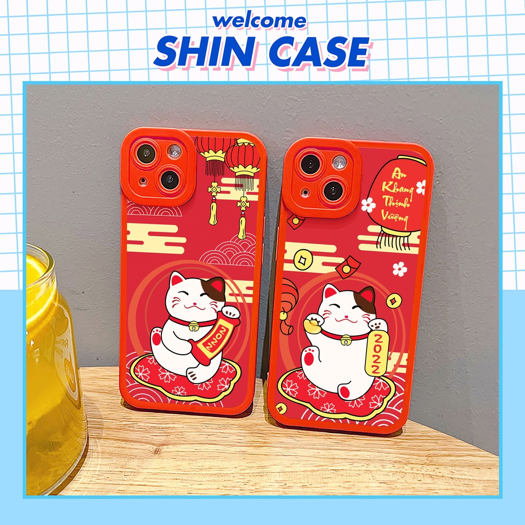 Ốp lưng iphone Mèo năm mới cạnh vuông 6/6plus/6s/6splus/7/7plus/8/8plus/x/xs/11/12/13/14/pro/max/promax/plus/shin/case