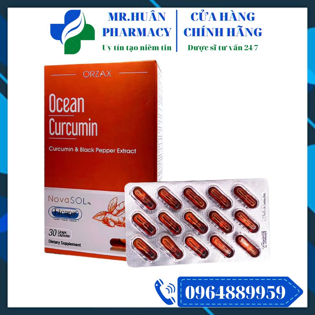 Ocean Curcumin (Hộp 30 viên) - Hỗ trợ tiêu hóa và bảo vệ niêm mạc dạ dày, hỗ trợ điều trị đau dạ dày