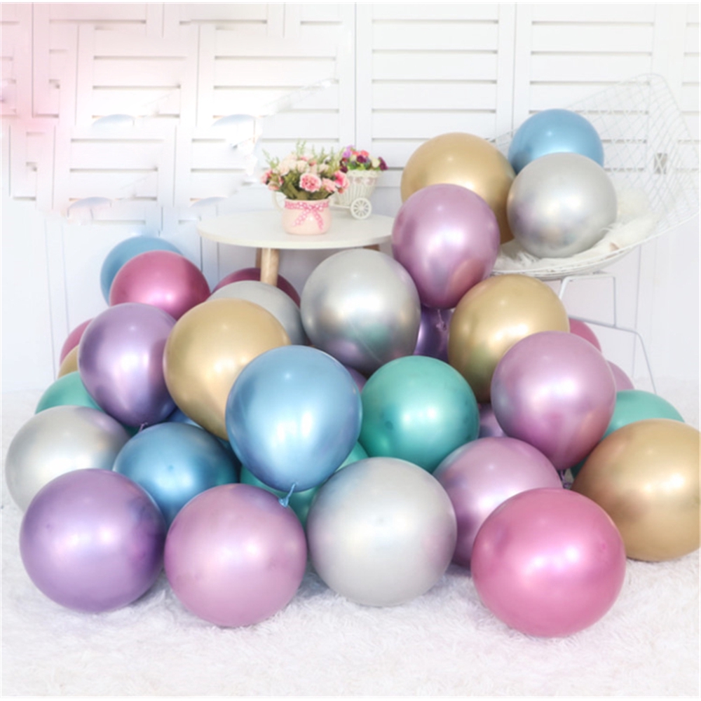 Set 50 bong bóng latex lấp lánh ánh ngọc trai dùng trang trí tiệc cưới/sinh nhật