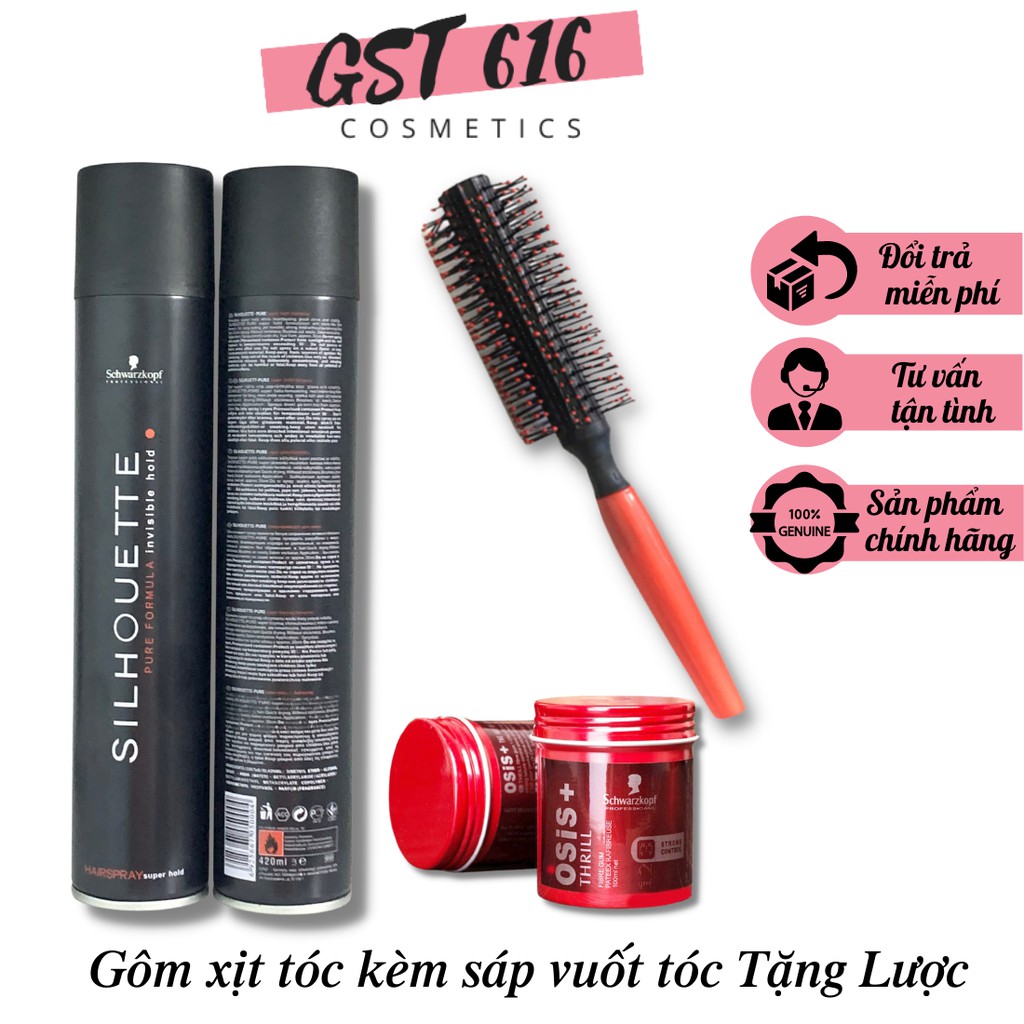 Gôm xịt tóc namSILHOUETTE kèm sáp vuốt tóc OSIS THRILL 3 tặng lược tròn