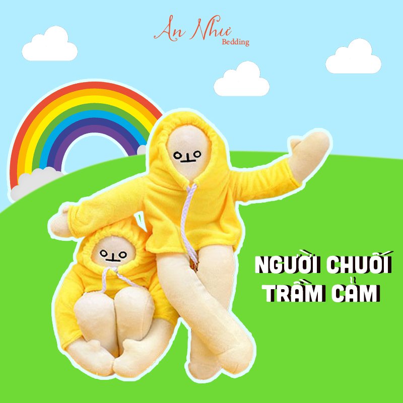 Người Chuối Gấu Nhồi Bông Trầm Cảm - Banana Man Bông Cô Đơn Tạo Nhiều Kiểu Dáng An Như Bedding