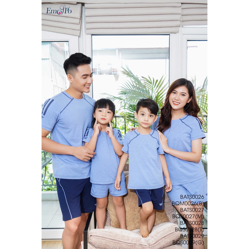 Set bộ áo thun bé trai Emspo kèm quần cạp chun, dây rút, lé vải, in logo kèm quần BQS0028 BATS0028