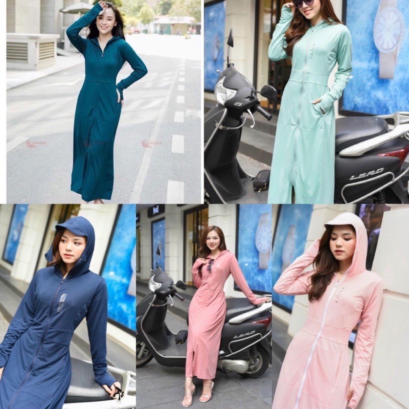 Áo chống nắng toàn thân, áo chống nắng dáng dài 2 lớp chống tia UV tặng kèm khẩu trang cho nữ