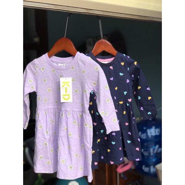 Váy dài tay bé gái KID 1-6 tuổi  Đầm bé gái cotton xuất dư 1121