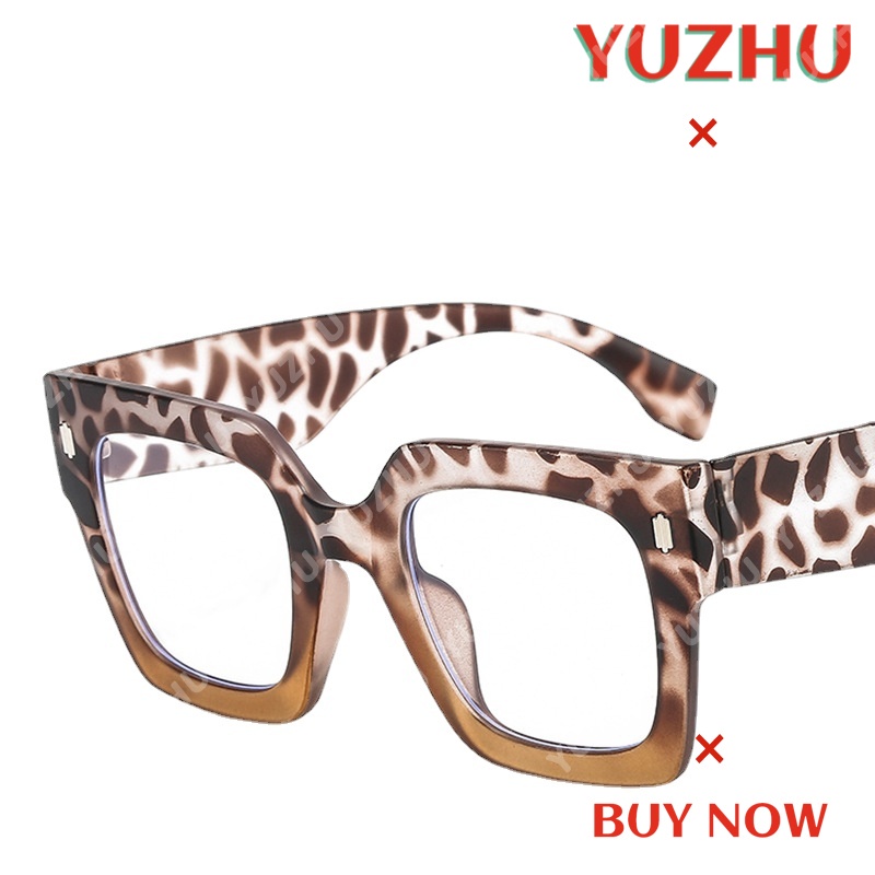 Mắt Kính Gọng Vuông In Da Báo Chống Ánh Sáng Xanh Thời Trang Phương Tây Cho Nữ