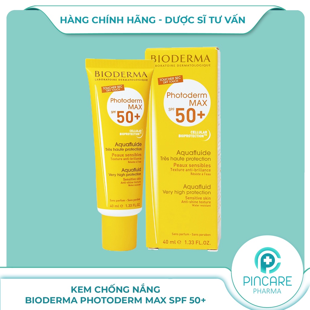 Kem chống nắng Bioderma Photoderm Max AquaFluide SPF 50+ không màu (40ml) - Hàng chính hãng - Nhà thuốc PinCare