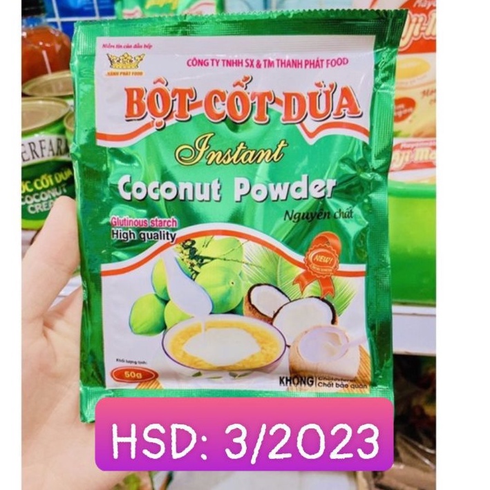 Bột cốt dừa nguyên chất Thành Phát HSD 3/2023 gói 50g