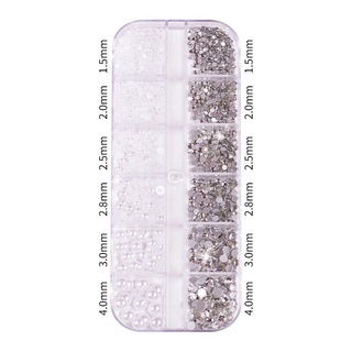 Đá trang trí móng phụ kiện nail , hộp 12 ngăn.