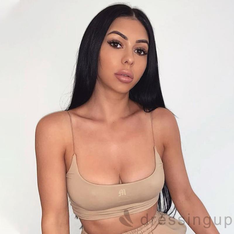 Áo croptop hai dây màu trơn thời trang mùa hè cho nữ