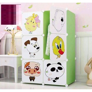 [size 47] Tủ nhựa ghép 6 ô thú ngộ nghĩnh