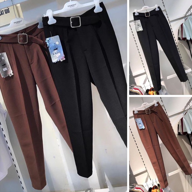 Quần baggy vải liền đai