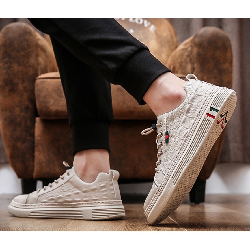 [Mã SKAMFSW175 giảm 10K đơn 50K] [FREESHIP - DA THẬT] Giày Nam Da Bò Vân Cá Sấu - Fullbox