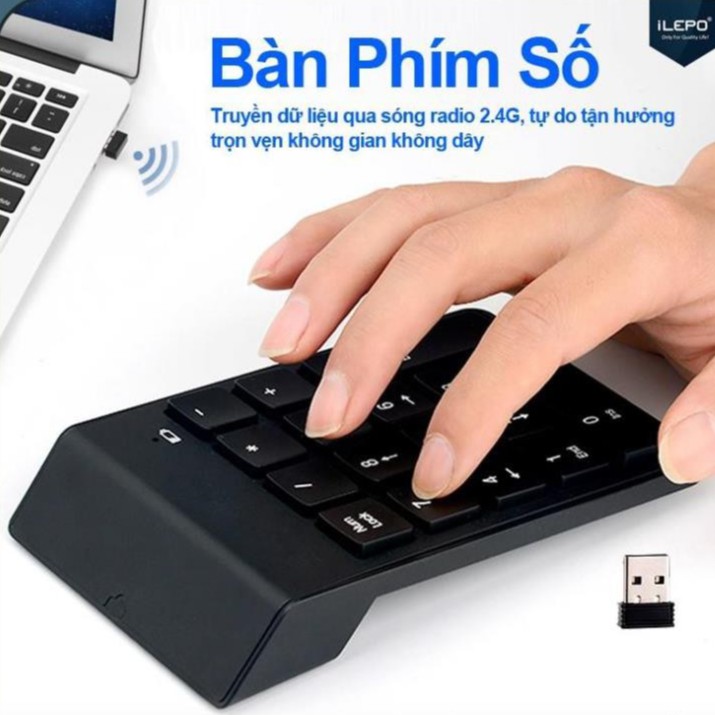 Bàn phím mini, bàn phím số không dây 18 phím cơ bản dùng cho Mac Book Air/Pro, laptop, điện thoại -dc4472