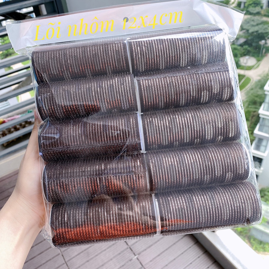 Combo 10 Lô cuốn tóc lõi nhôm tự dính dài 10cm uốn mái dài cỡ lớn