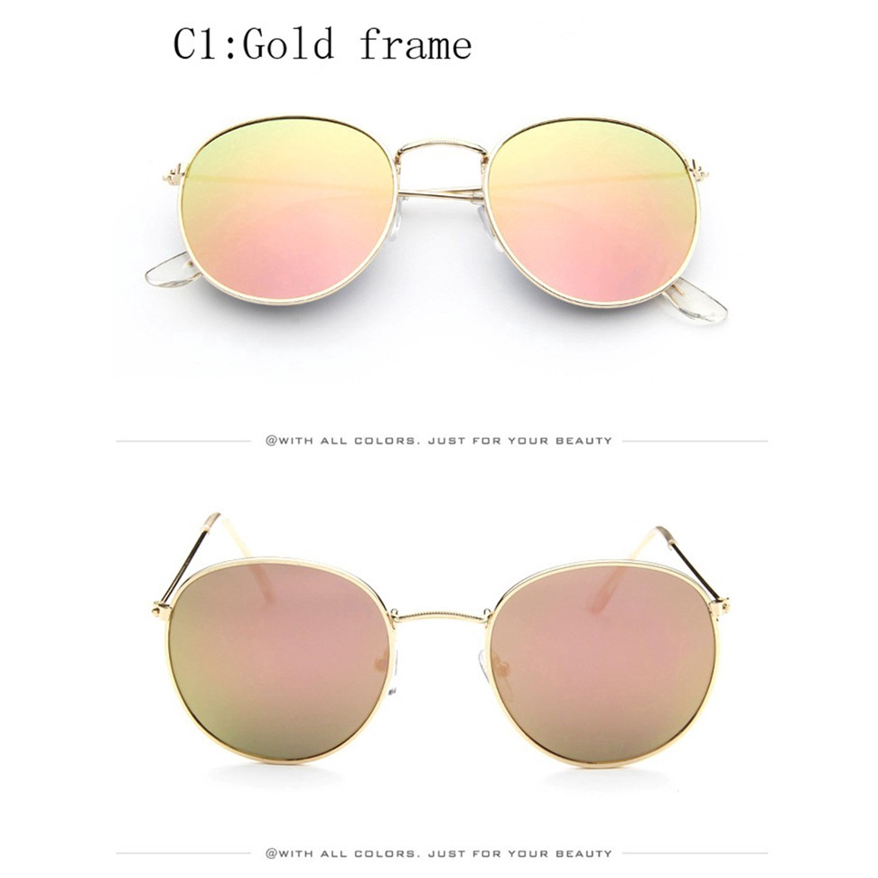 Kính Râm Gọng Tròn Tráng Gương Thời Trang Cho Nữ
