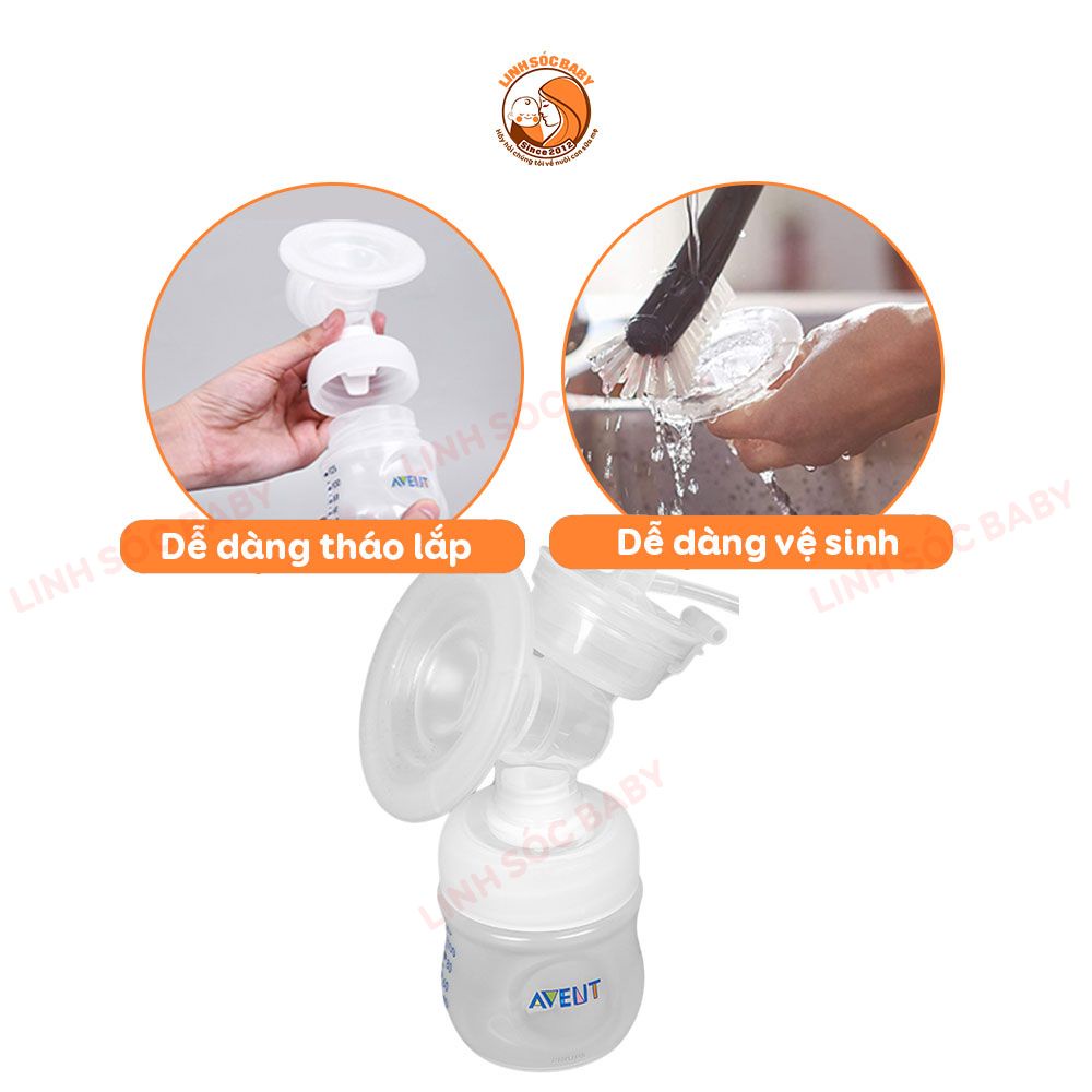 Máy hút sữa Philips Avent Eureka Plus SCF394.11|Đệm mát xa silicon mềm mại, dùng điện hoặc pin sạc