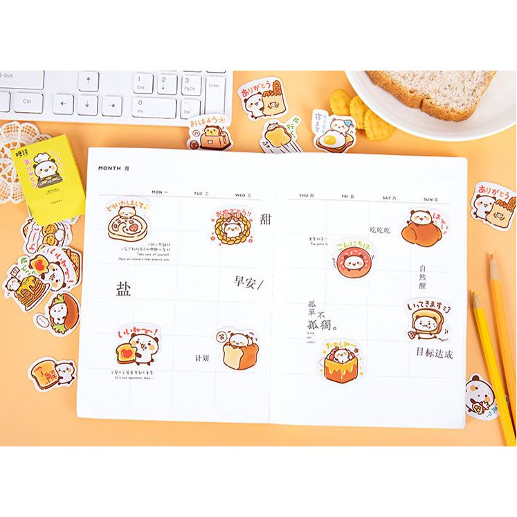 Bộ 46 Sticker Đầu Bếp Gấu E104