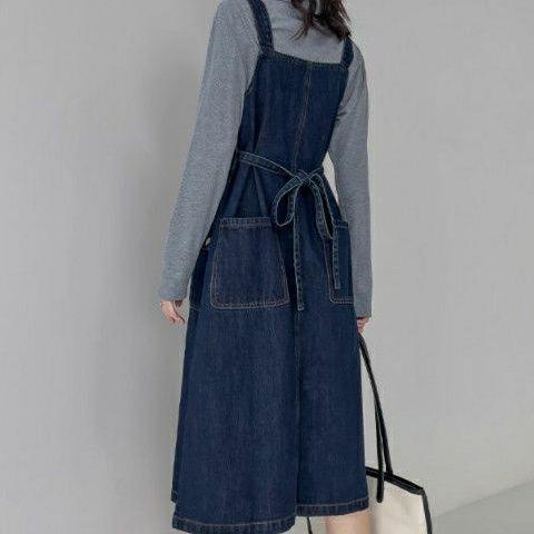 ♘✺☾Đầm Yếm Denim Hai Dây Phong Cách Mới Thời Trang Mùa Xuân Dành Cho Nữ 2022