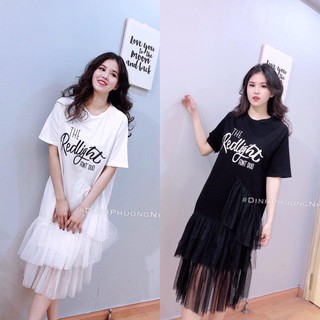 Váy chữ phối voan tầng siêu đẹp