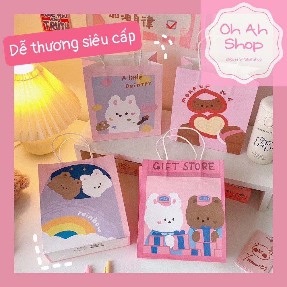 🍓 Túi Giấy Gói Quà Tặng Sinh Nhật Cực Dễ Thương Mẫu Gấu Thỏ | BigBuy360 - bigbuy360.vn