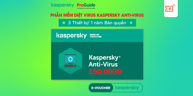 Toàn Quốc [E-voucher] - Phần Mềm Diệt Virus Kaspersky AntiVirus 3 users/1 năm (Key chính hãng) - Bảo hành 12 tháng