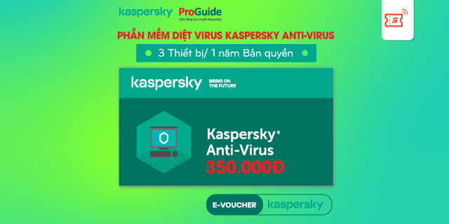 Toàn Quốc - Phần Mềm Diệt Virus Kaspersky AntiVirus 3 users/1 năm - Bảo hành 12 tháng