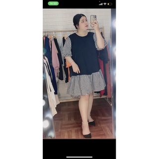 Váy đen phối caro bigsize 80-140kg