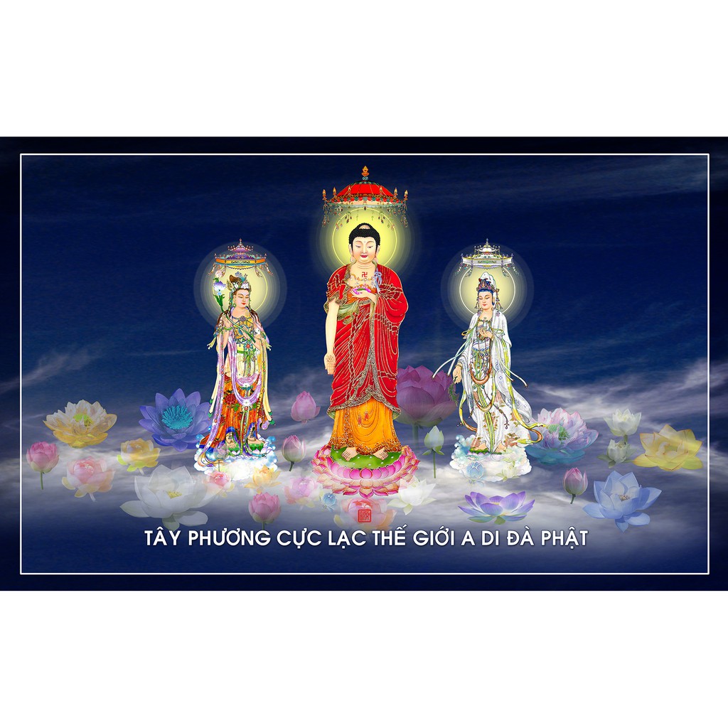 Hình Phật Tây Phương Tam Thế 30x45cm Formex 5ly