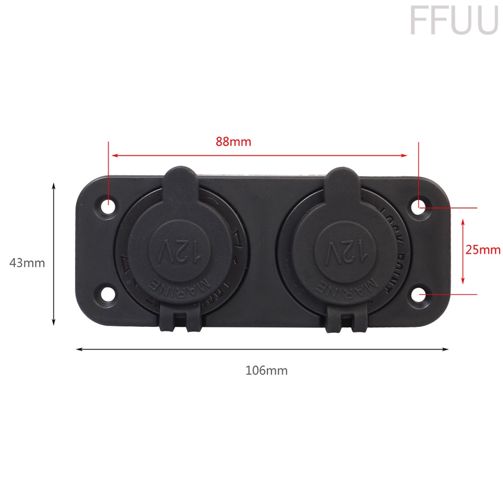 Phích cắm tẩu thuốc 12V bằng abs chống nước nguồn 2 cổng đầu ra cho xe hơi/xe máy