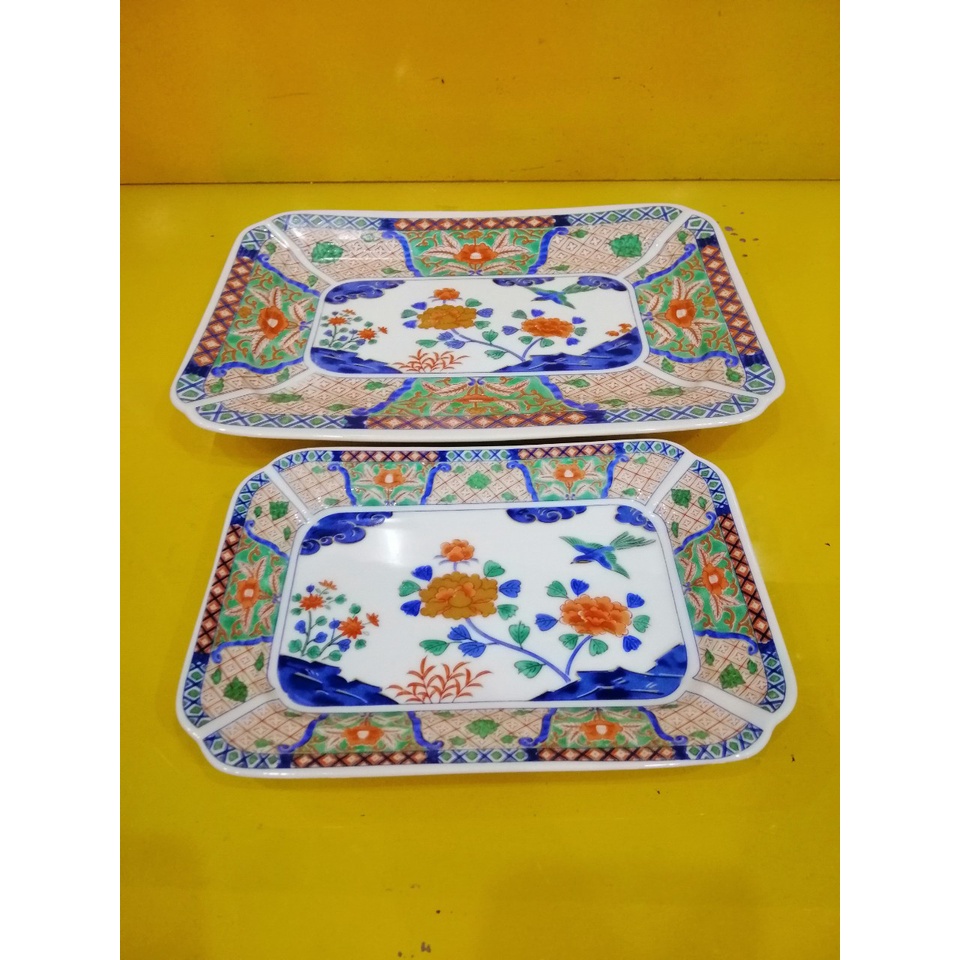Cặp đĩa ngũ sắc nội địa Nhật, size 30*20 và 20*15cm (mã 922)