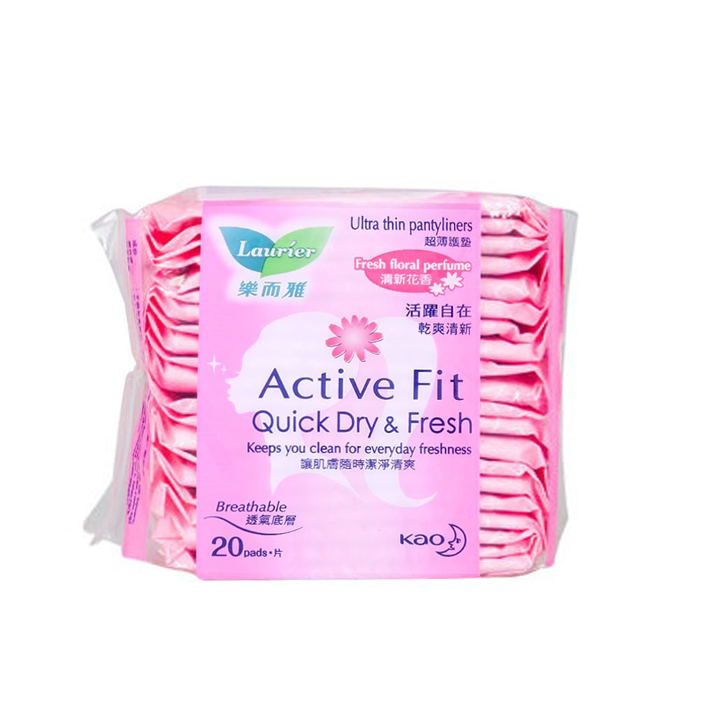 Băng Vệ Sinh Laurier Active Fit Quick Fresh Floral Perfume Gói 20 Miếng (Hàng Ngày MỀM MỊN &amp; KHÔ THOÁNG)