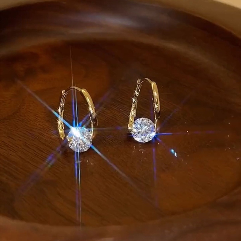 Bông Tai Dáng Dài Đính Đá Zircon Phong Cách Hàn Quốc Đơn Giản Cho Nữ