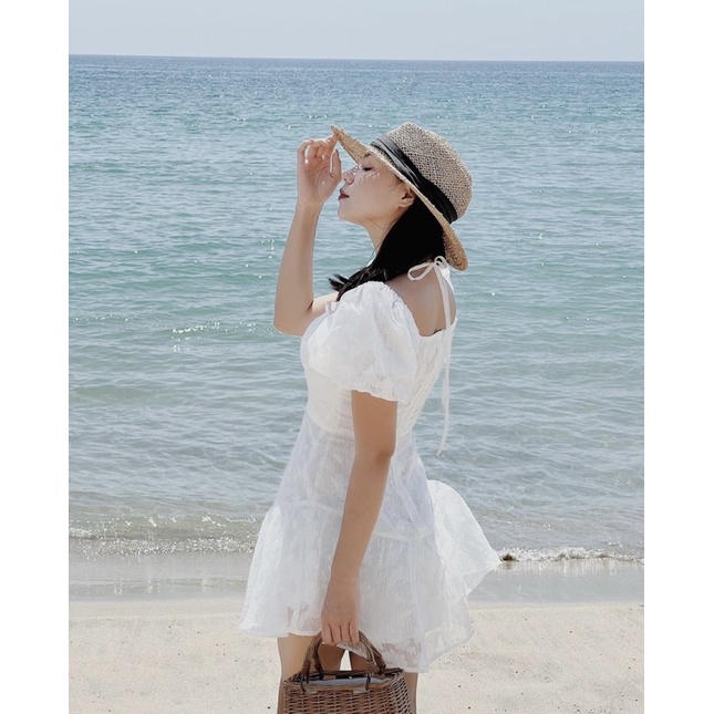 Cloudy Dress vải tơ ép trắng - Hàng chất lượng cao Jolie