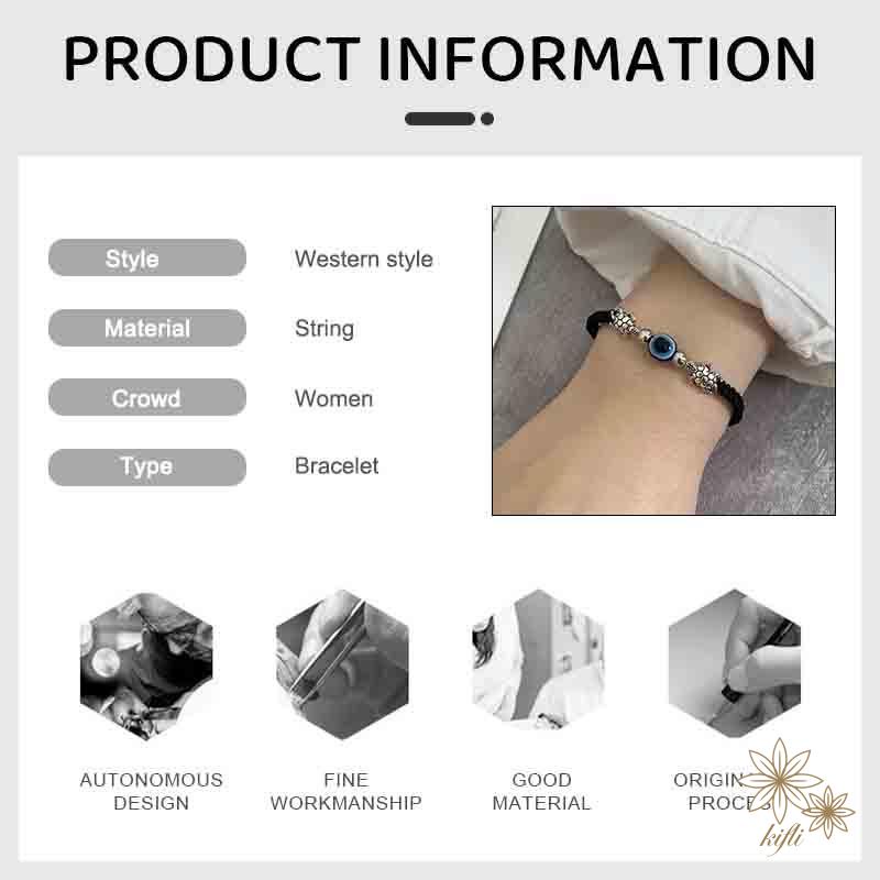 Vòng Tay Blessed Evil Mắt Quỷ May Mắn Bện Thủ Công Có Thể Điều Chỉnh Quà Tặng Cho Cặp Đôi