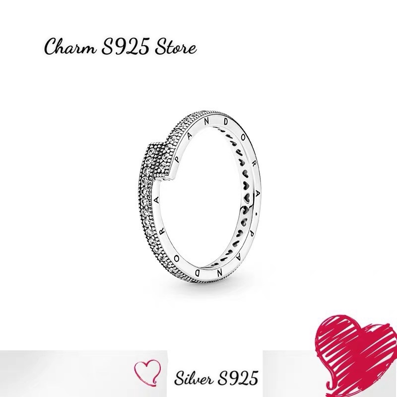 Nhẫn đeo tay Ale pan.do.ra đính đá trắng bạc s925 cao cấp
