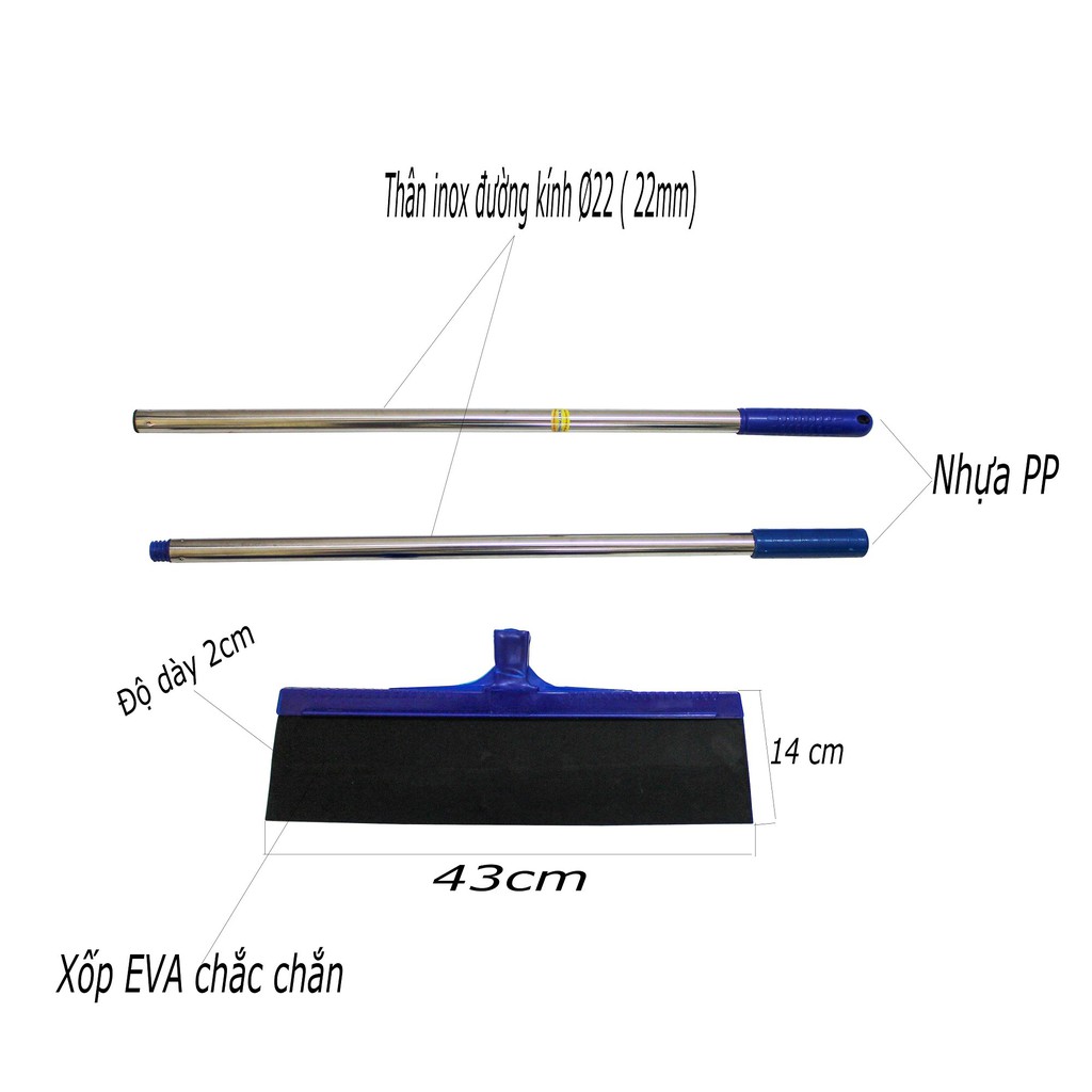 Cây Chổi Gạt, Đẩy Nước Sàn Nhà CÁN THẲNG Dài 145cm