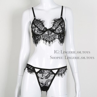 Set Ren Hoa Tua Rua| Bralette + quần lót ren | Sexy underwear