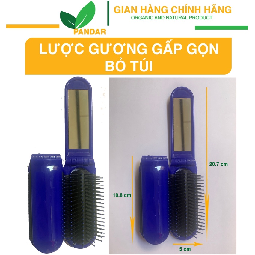 Lược gương gấp gọn cầm tay mini bỏ túi, tiện dụng, PANDAR