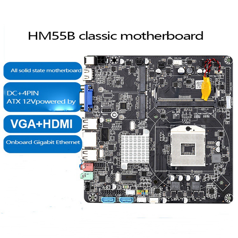 Bo Mạch Chủ HM55B PGA988 DDR3 SATA II Mini ITX Dành Cho Máy Tính Mini