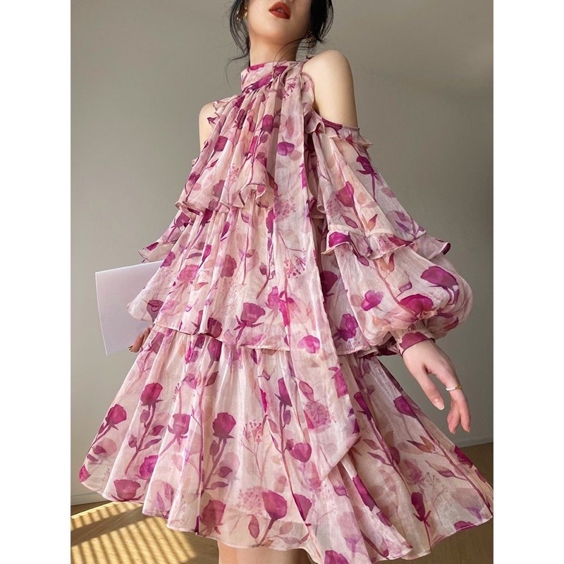Váy hoa hồng tiểu thư