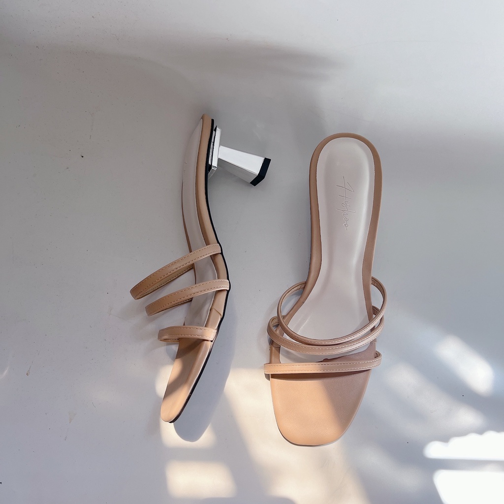 Giày Nữ Gót Cao 7cm Thời Trang Hishoo Mũi Tròn Quai Mảnh Cao Cấp S072