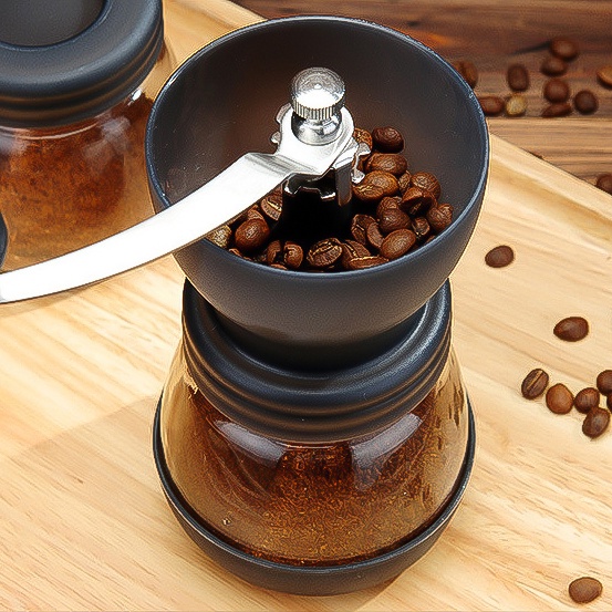 Máy Xay Cà Phê, Xay Tiêu + 2 Lọ Đựng Thuỷ Tinh Cao Cấp