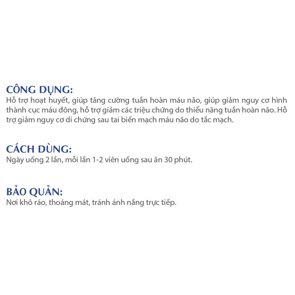 HOẠT HUYẾT BIGFAM Hỗ Trợ Tăng Cường Tuần Hoàn Máu Não Hộp 60 Viên