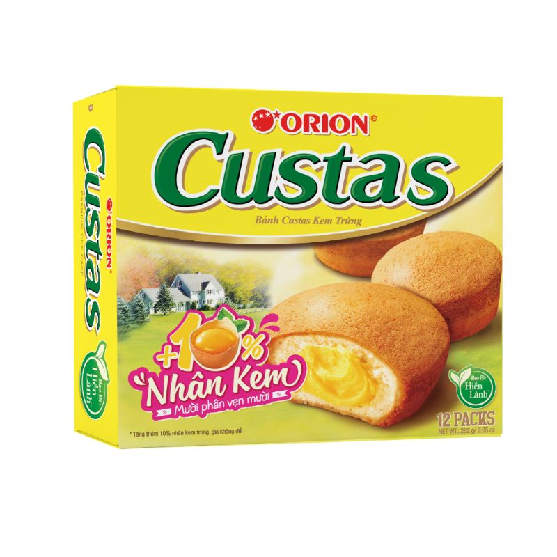Bánh Custas kem trứng hộp 12 cái 282g date mới