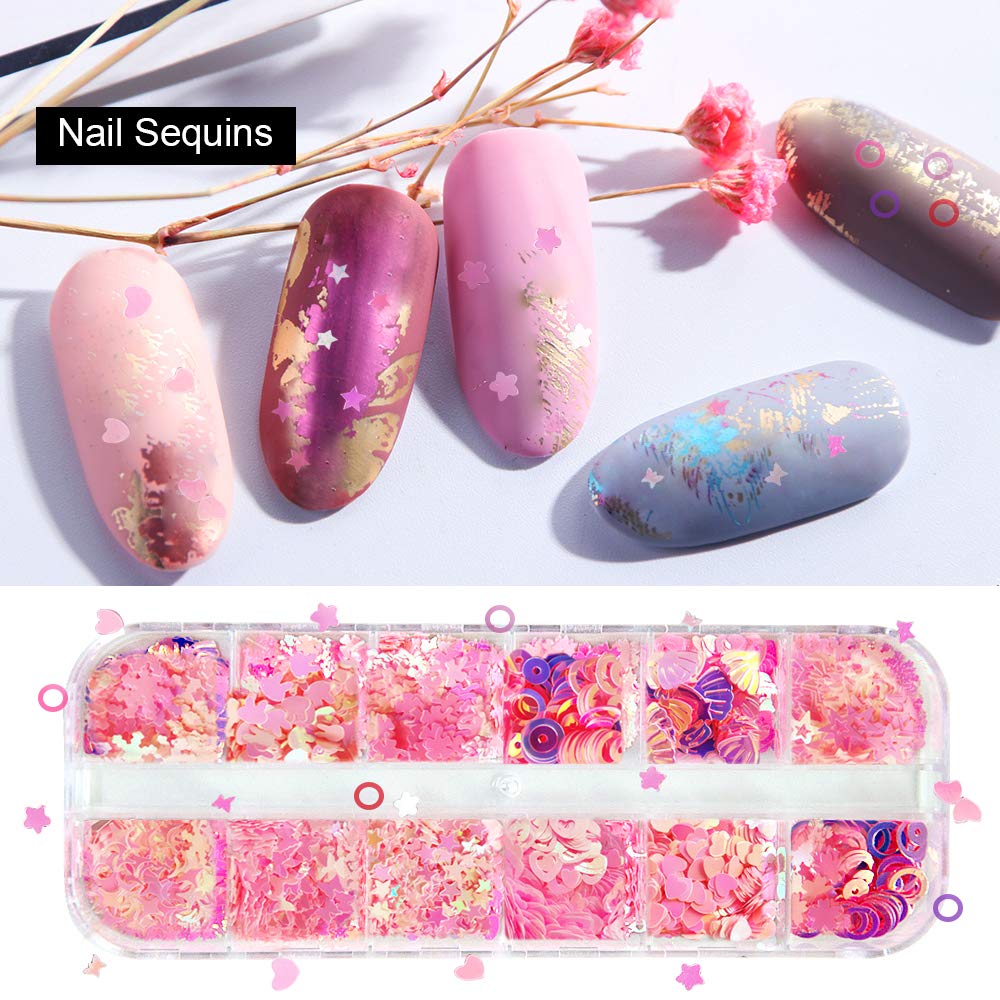 [Hàng mới về] Hộp kim tuyến trái tim 3D siêu mỏng 12 ô trang trí móng nghệ thuật