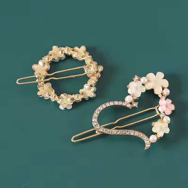 Kẹp Tóc Hình Hoa Đính Đá Đơn Giản Dễ Thương Phong Cách Hàn Quốc Thời Trang