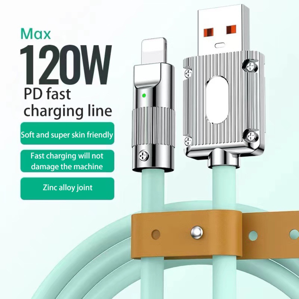 Cáp 120w Type C 1m 6a Cáp Sạc Siêu Nhanh Silicone Lỏng Cho Iphone Xiaomi Usb C Đường Dữ Liệu Làm Dày Đậm
