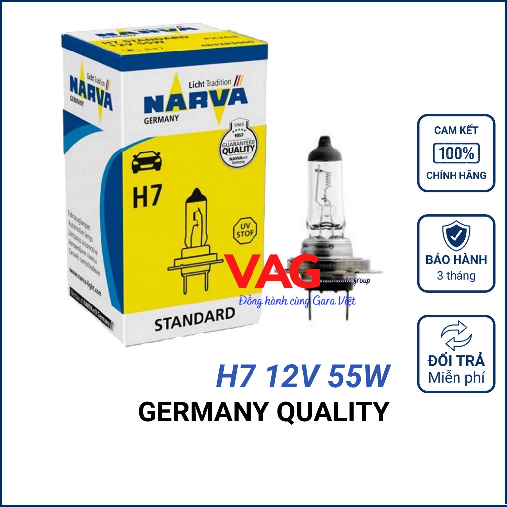 Bóng đèn pha NARVA H7 12V 55W chính hãng  của Đức