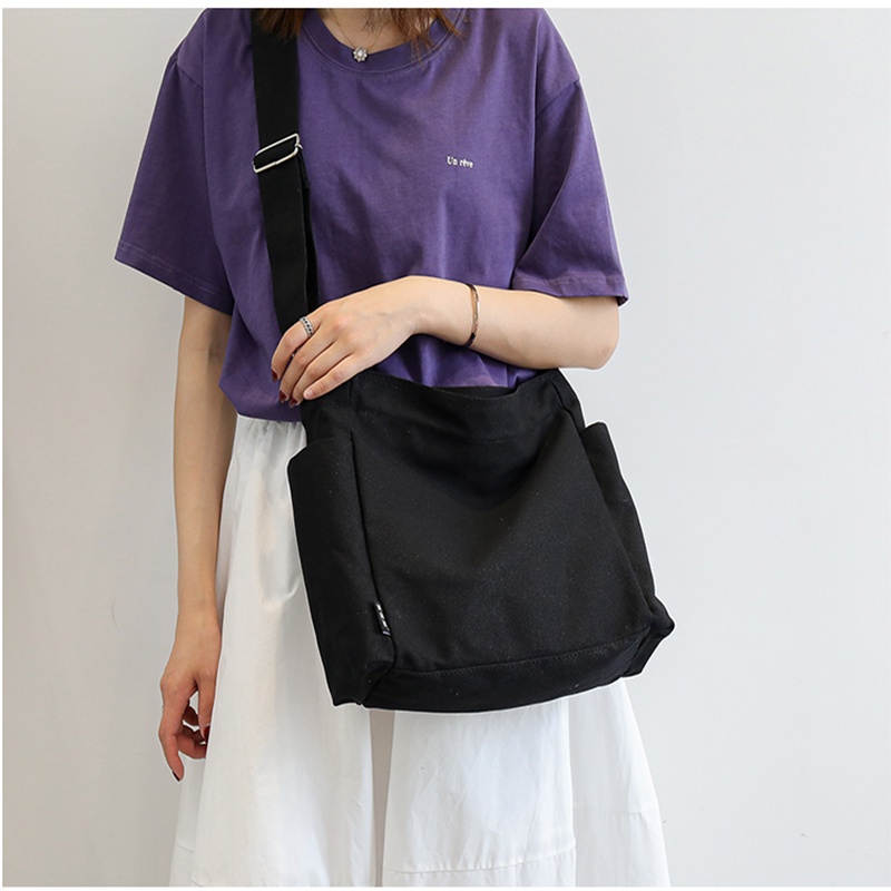 Túi tote đeo chéo vải canvas dày bền bỉ, kháng nước thời trang đeo đi học đi chơi - Hazis Store