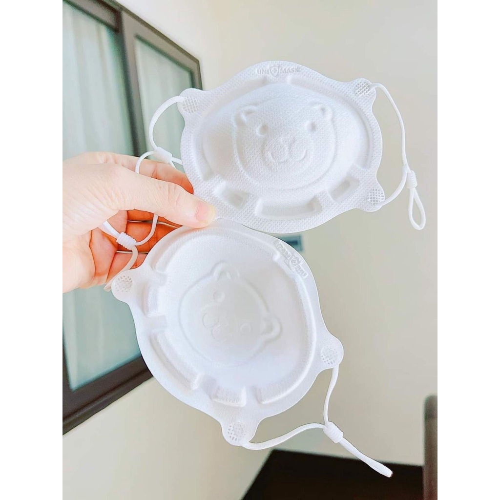 (Hộp 3 chiếc) Khẩu trang sơ sinh Uni Mask hình gấu cho bé 6-36 tháng